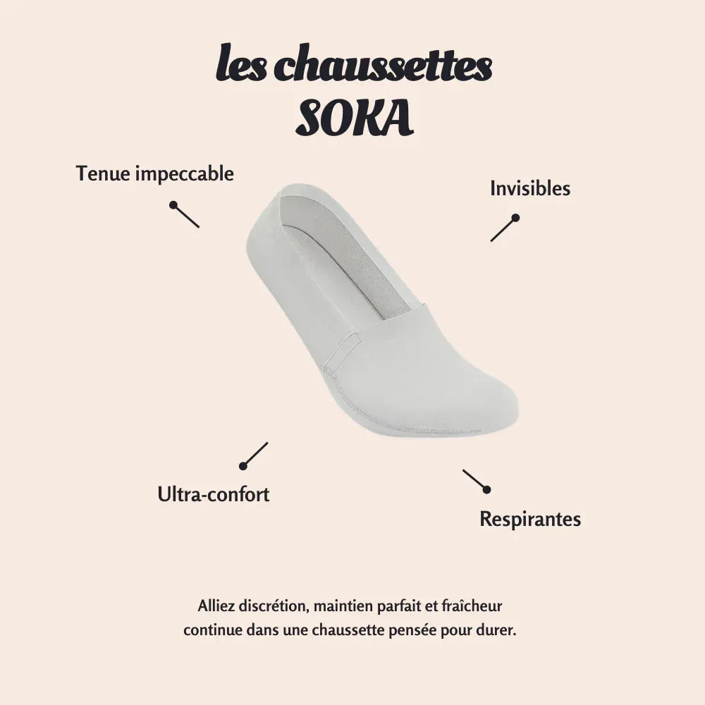 SOKA Pure pour FEMME : Les chaussettes invisibles qui tiennent en place.